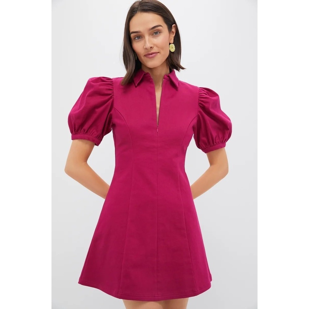 Tuckernuck HYACINTH‎ HOUSE Raspberry Front Zip Denim Mini Dress size S NWT